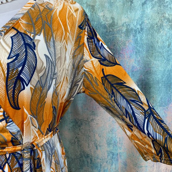 NWOT๐ Haoohu Retro Style Feather Print Dress - Picture 6 of 16